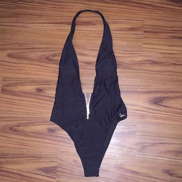 Halter neck, zip front one piece - Picture 1 of 3